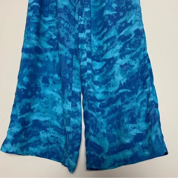 Soft Surroundings Wide Leg Pull on Pants Large Blue Tie Dye Beach Vacation NEW - Picture 6 of 12